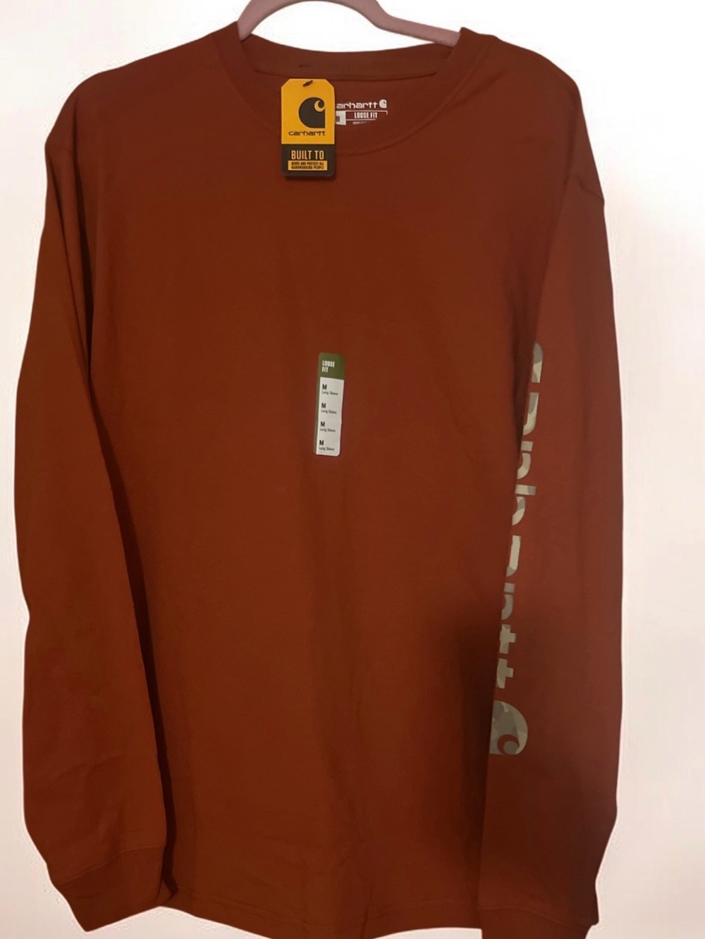 Carhartt Men's Burnt Orange Long-Sleeve Crewneck Shirt